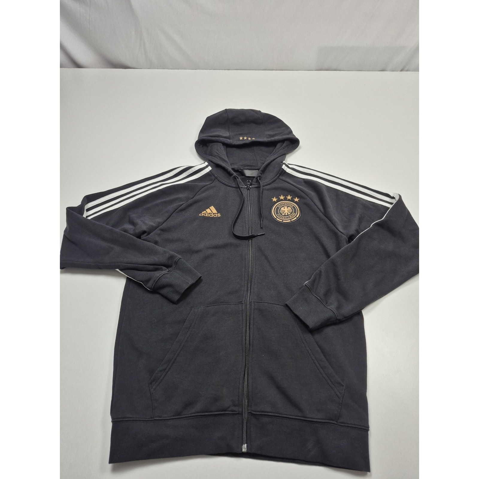 Germany Hoodie Sweatshirt Mens Small Black Soccer Adidas Full Zip Dfb 4 Star
